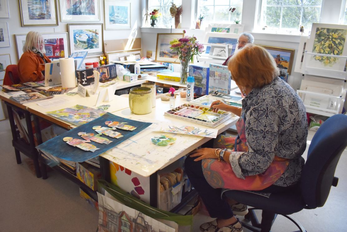 Artists working inside the Cultural Center of Cape Cod. 