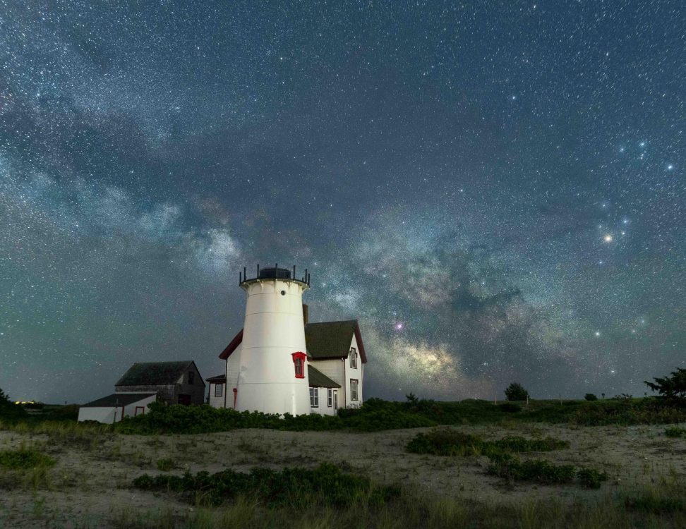 Stage Harbor Lighthouse in Chatham under the Milky Way.