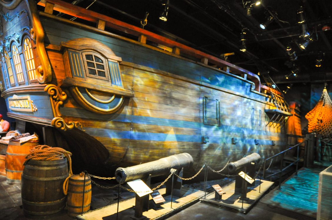A replica of the Whydah Gally in the Whydah Pirate Museum. 