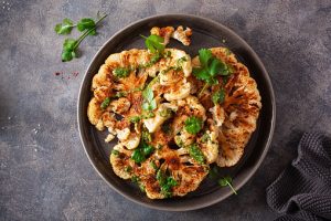 Cooking Low Cal w/Color & Pizazz with Agatha! Spicy Cauliflower Steak w/raisin and pine nut relish 